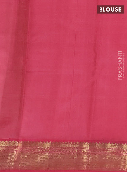 Pure kanchipuram silk saree lime green and pink with allover zari weaves and zari woven border