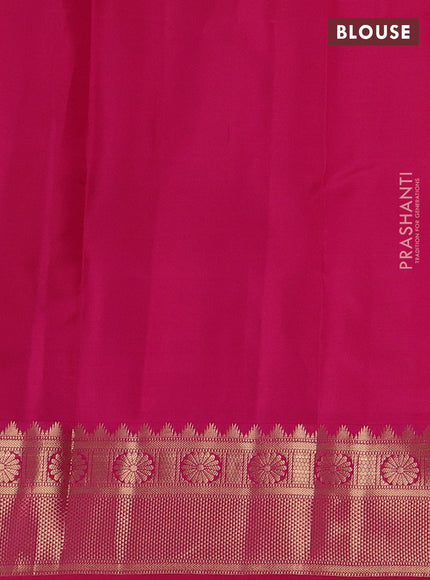 Pure kanchipuram silk saree mustard yellow and pink with zari woven buttas and zari woven border