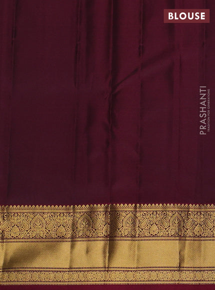 Pure kanchipuram silk saree dark green and maroon with zari woven buttas and zari woven border