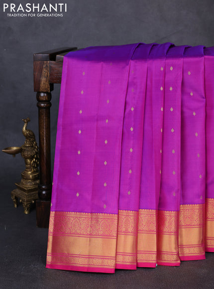 Pure kanchipuram silk saree purple and pink with zari woven buttas and zari woven border