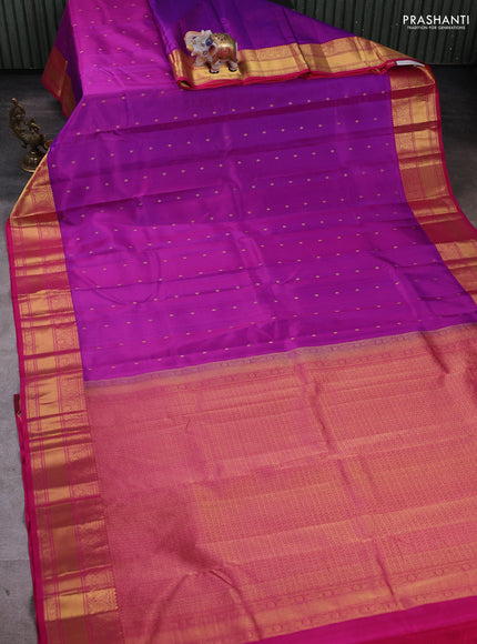 Pure kanchipuram silk saree purple and pink with zari woven buttas and zari woven border