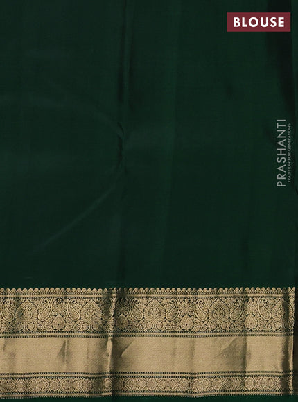 Pure kanchipuram silk saree mehendi green and green with zari woven buttas and zari woven border