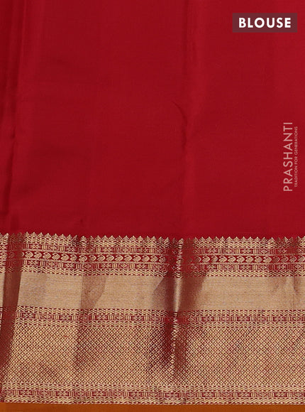 Pure kanchipuram silk saree teal blue and red with allover zari checked pattern and long zari woven korvai border