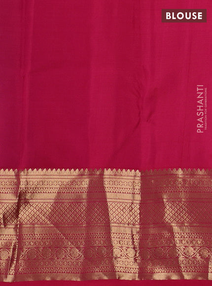 Pure kanchipuram silk saree dual shade of teal blue and reddish pink with allover zari woven 1000 buttas and zari woven border