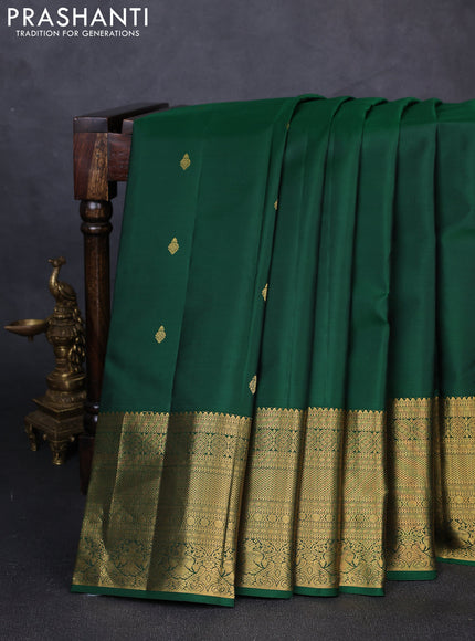 Pure kanchipuram silk saree green with zari woven buttas and long zari woven border