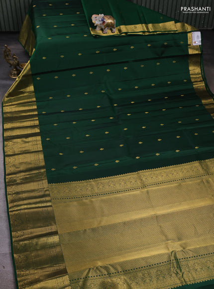 Pure kanchipuram silk saree green with zari woven buttas and long zari woven border