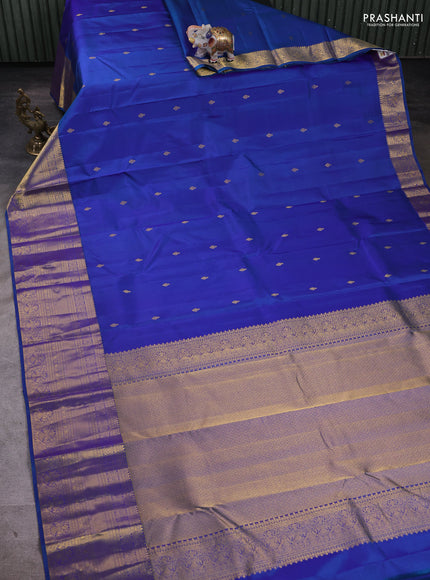 Pure kanchipuram silk saree royal blue with zari woven buttas and long zari woven border