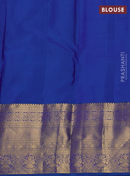 Pure kanchipuram silk saree royal blue with zari woven buttas and long zari woven border