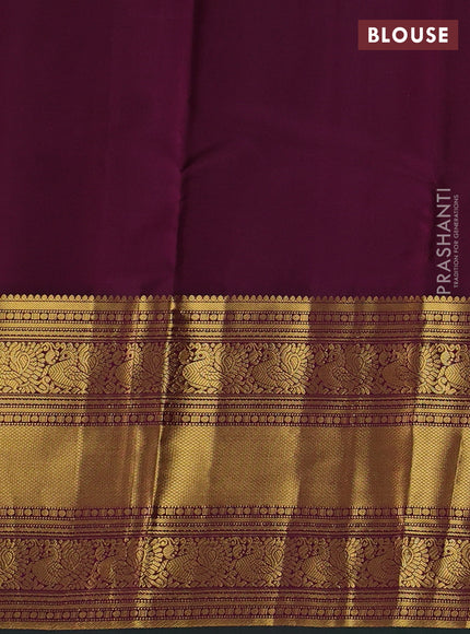 Pure kanchipuram silk saree dual tone rust and wine shade with zari woven buttas and long zari woven border