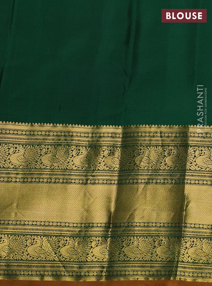 Pure kanchipuram silk saree mustard green and green with zari woven buttas and long zari woven border