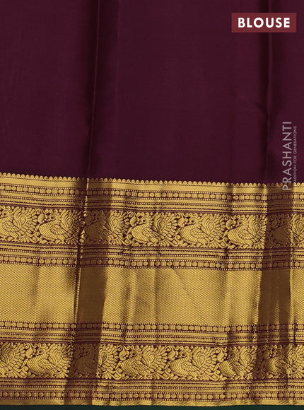 Pure kanchipuram silk saree pastel pink and wine shade with zari woven buttas and long zari woven border