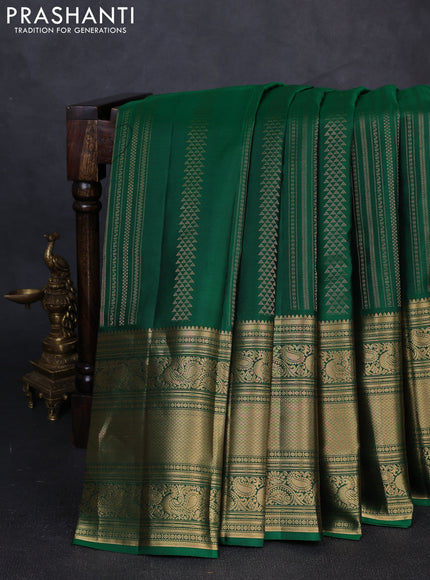 Pure kanchipuram silk saree green with allover zari weaves and long zari woven border