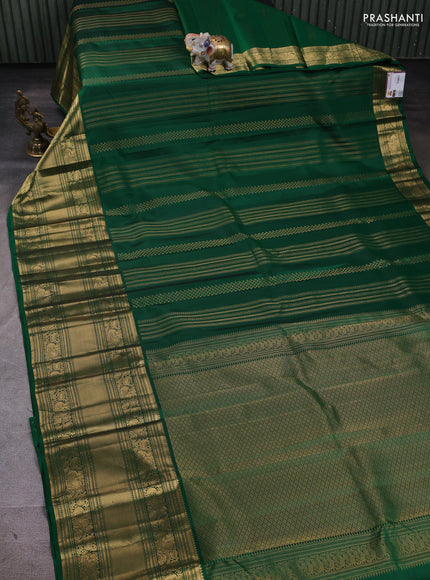 Pure kanchipuram silk saree green with allover zari weaves and long zari woven border