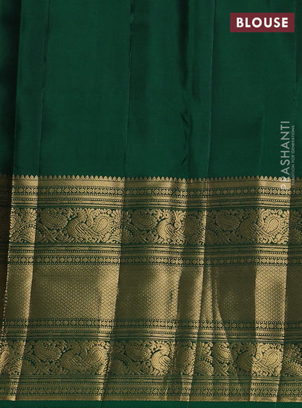 Pure kanchipuram silk saree green with allover zari weaves and long zari woven border