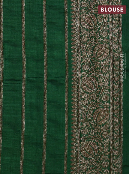 Banarasi munga saree red and green with allover thread & zari woven buttas and woven border