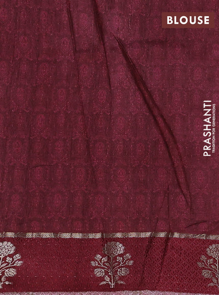 Pure tussar silk saree mustard yellow and maroon with allover digital prints and zari woven butta border