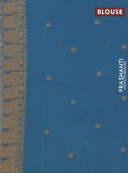 Art Georgette saree pastel blue with allover zari weaves and zari woven paithani design border