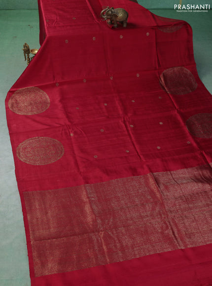 Banarasi raw silk saree red and pink with woven buttas in borderless style