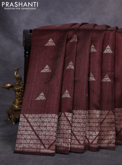 Banarasi raw silk saree brown with woven buttas and woven border