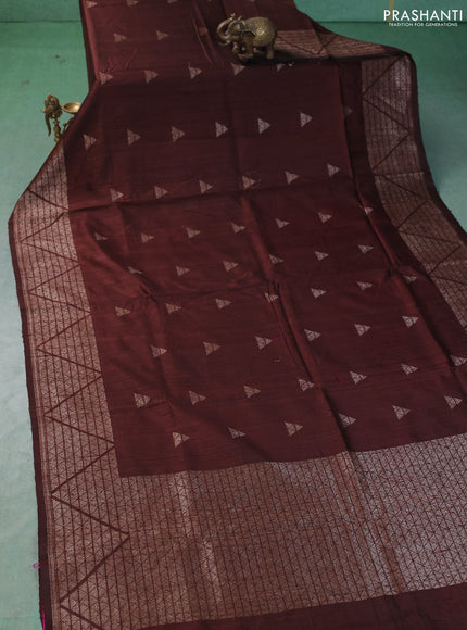Banarasi raw silk saree brown with woven buttas and woven border