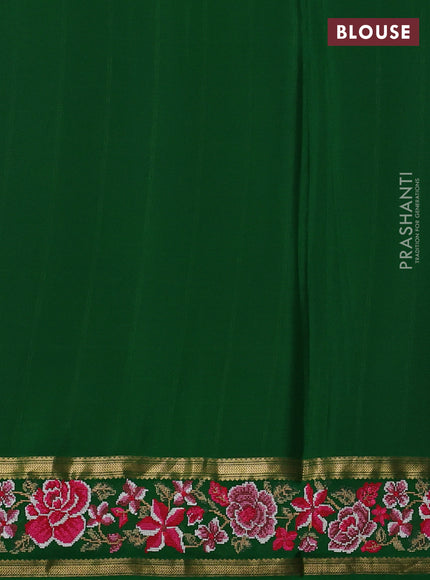 Pure mysore silk saree wine shade and green with allover zari woven checked pattern and zari woven embroidery border