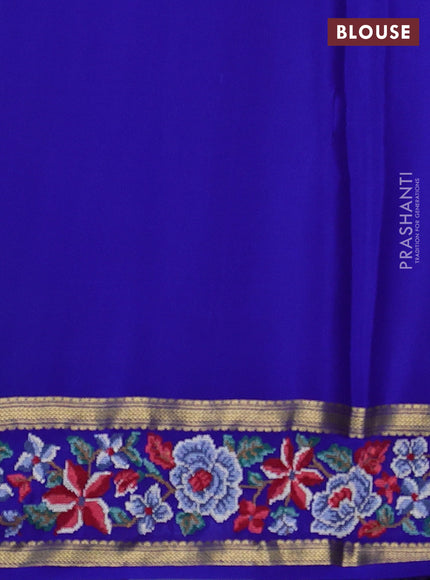 Pure mysore silk saree teal blue and royal blue with allover zari woven checked pattern and zari woven embroidery border