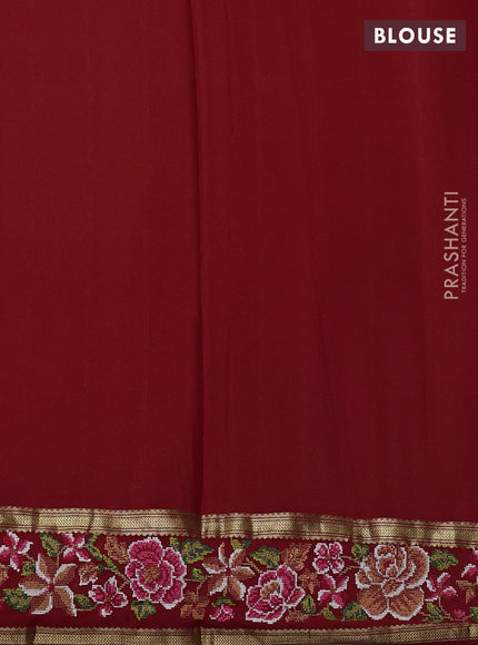Pure mysore silk saree mustard yellow and red with allover zari woven checked pattern and zari woven embroidery border
