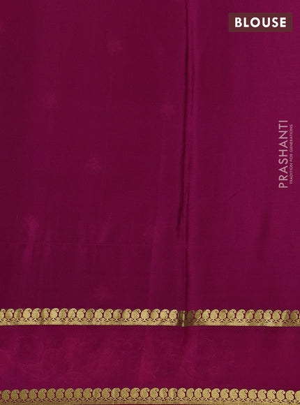 Pure mysore silk saree coffee brown and magenta pink with floral embroidery buttas and zari woven embroidery border