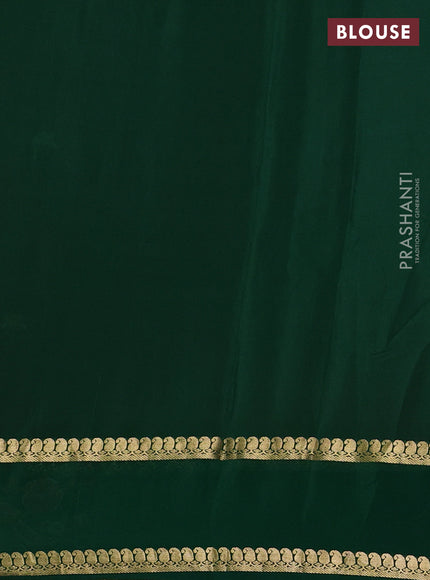 Pure mysore silk saree red and bottle green with floral embroidery buttas and zari woven embroidery border