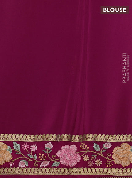 Pure mysore silk saree coffee brown and pink with plain body and zari woven embroidery border