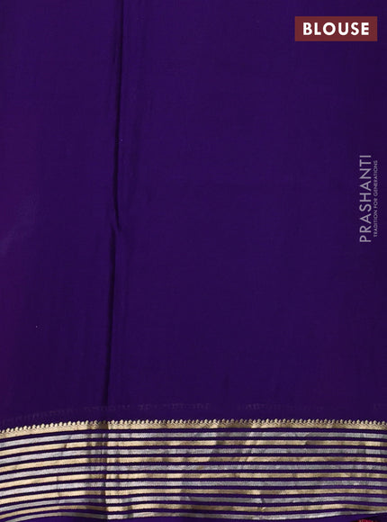 Pure mysore silk saree rani pink and violet with embroidery buttas and embroidery zari woven border