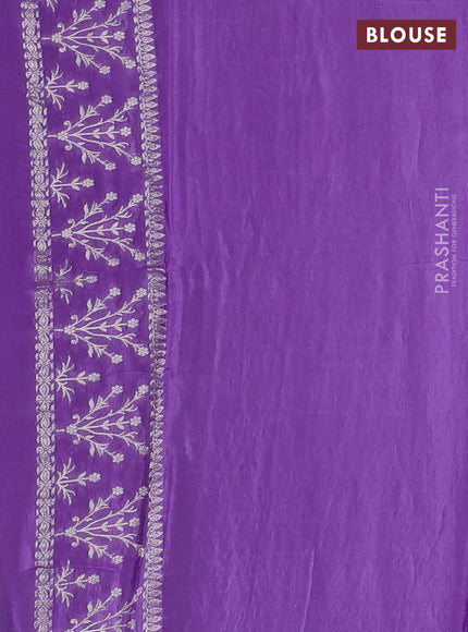Banarasi semi crepe saree violet and lavender with silver zari woven buttas and silver zari woven border