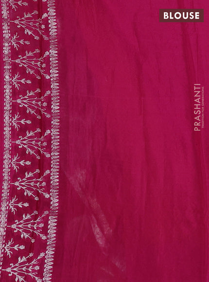 Banarasi semi crepe saree orange and pink with silver zari woven buttas and silver zari woven border