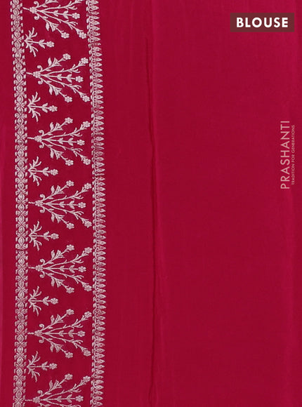 Banarasi semi crepe saree light pink and pink with silver zari woven buttas and silver zari woven border