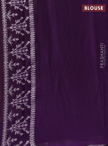 Banarasi semi crepe saree lime yellow and violet with silver zari woven buttas and silver zari woven border