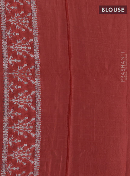 Banarasi semi crepe saree navy blue and peach orange with silver zari woven buttas and silver zari woven border