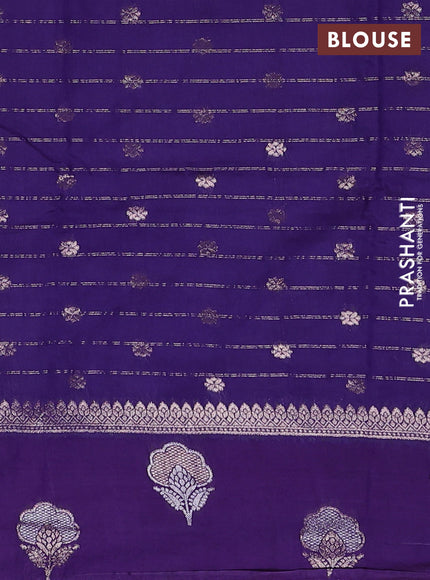 Semi chanderi saree violet with allover zari checked pattern and zari woven butta border