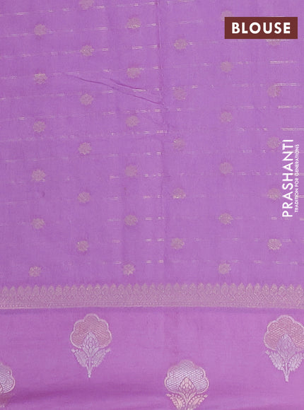 Semi chanderi saree lavender with allover zari checked pattern and zari woven butta border