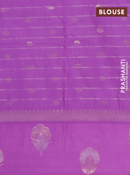Semi chanderi saree lavender with allover zari checked pattern and zari woven butta border