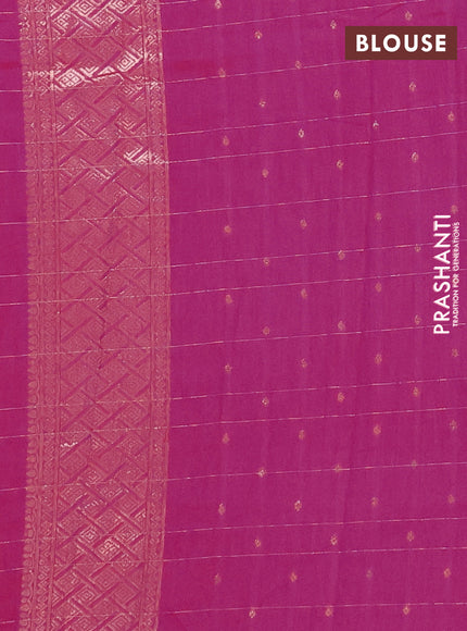 Semi chanderi saree pink with allover zari checked pattern and zari woven border