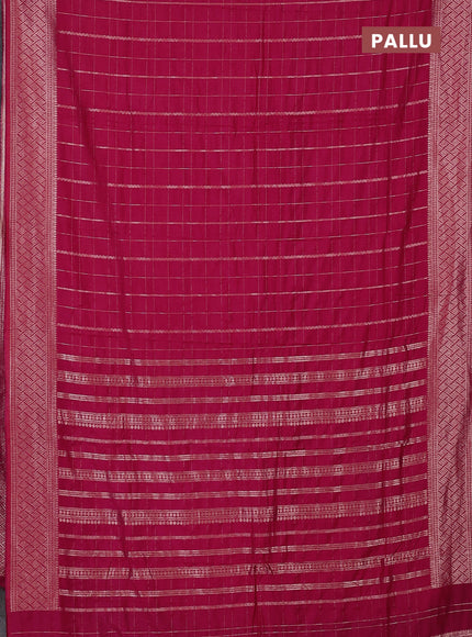 Semi chanderi saree pink with allover zari checked pattern and zari woven border