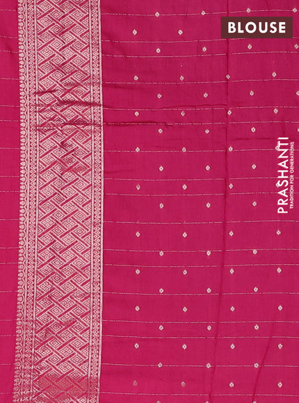 Semi chanderi saree pink with allover zari checked pattern and zari woven border
