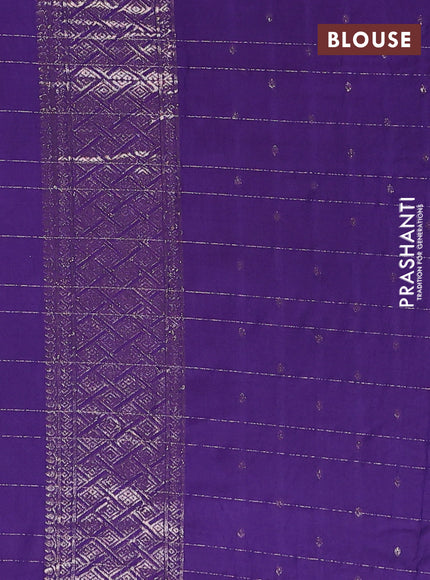 Semi chanderi saree violet with allover zari checked pattern and zari woven border