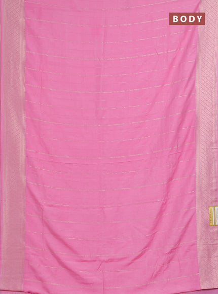 Semi chanderi saree light pink with allover zari checked pattern and zari woven border