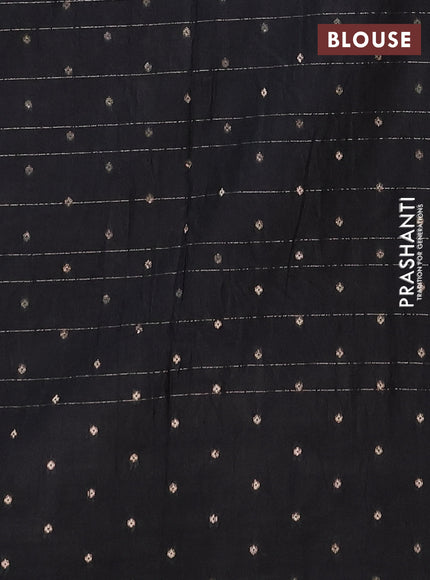 Semi chanderi saree black with allover zari checked pattern and zari woven border