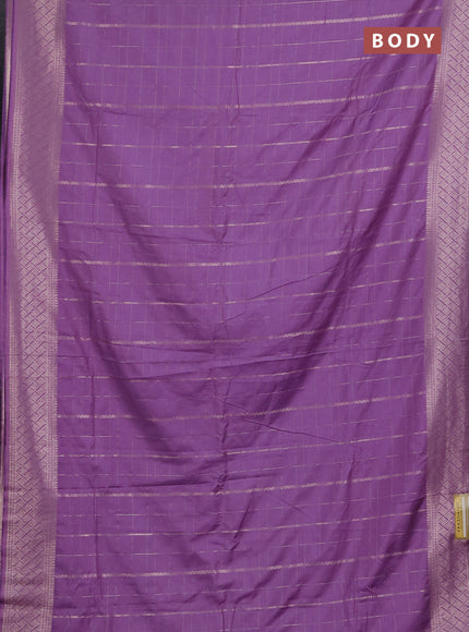 Semi chanderi saree lavender with allover zari checked pattern and zari woven border