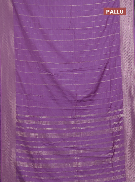 Semi chanderi saree lavender with allover zari checked pattern and zari woven border