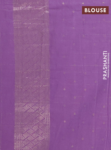 Semi chanderi saree lavender with allover zari checked pattern and zari woven border