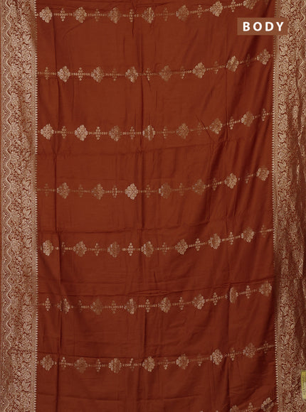 Semi chanderi saree rust shade with zari woven buttas and zari woven border