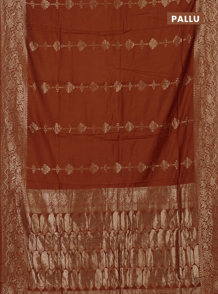 Semi chanderi saree rust shade with zari woven buttas and zari woven border